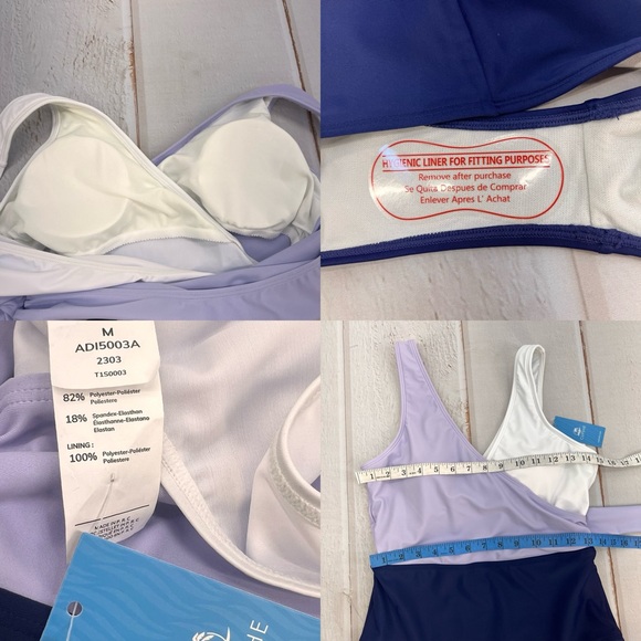 NWT Women's One Piece Swimsuit Wrap Color Block Tie Side Bathing Suit SIZE M - Picture 16 of 17